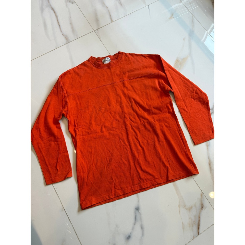 Tactics Sports Mens Orange‎ Long Sleeve Crewneck T-Shirt Chest Seam Detail